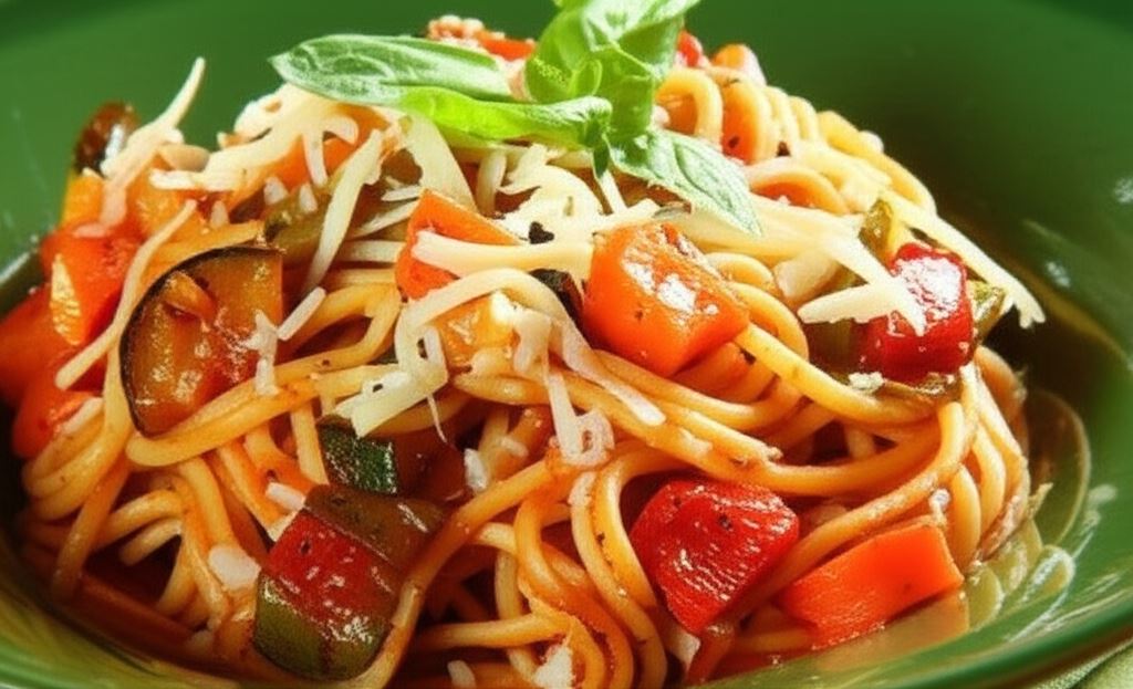 Spaghetti z cukinią i papryką