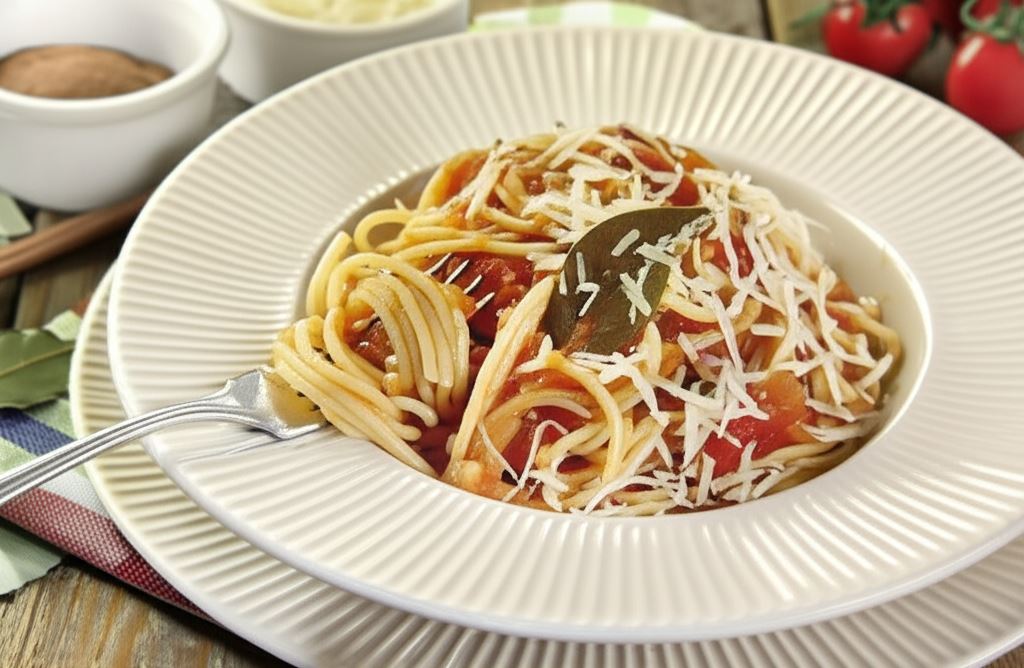 Spaghetti z liśćmi laurowymi i cynamonem