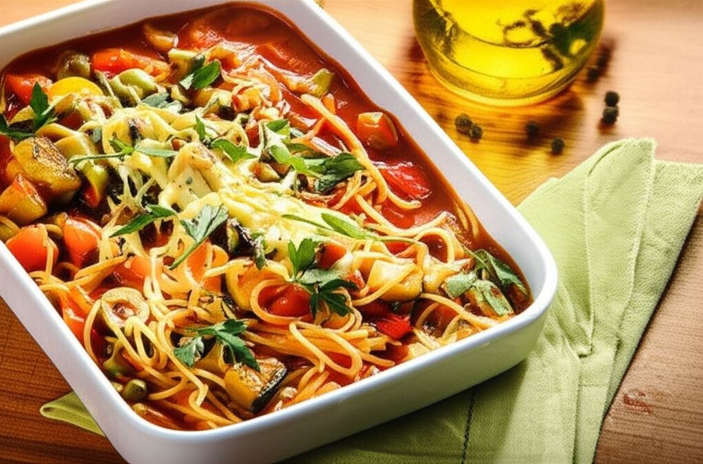 Spaghetti z oliwkowym sosem