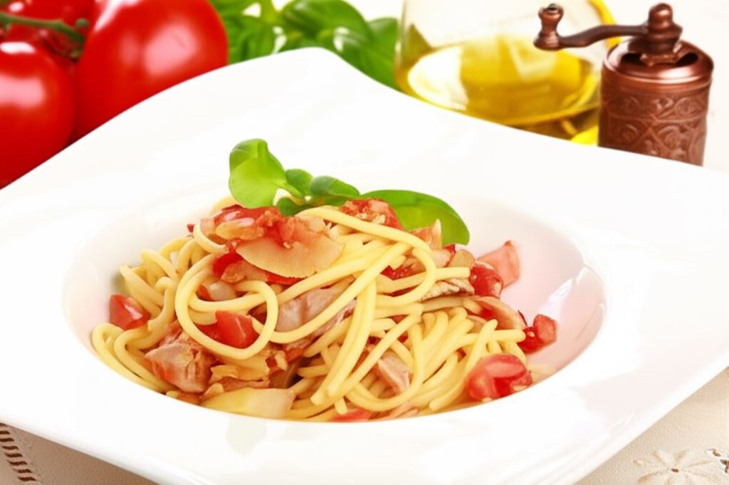 Spaghetti z tuńczykiem i pomidorami