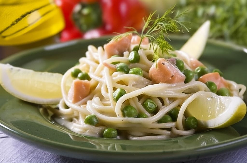 Spaghetti z wędzoną rybą