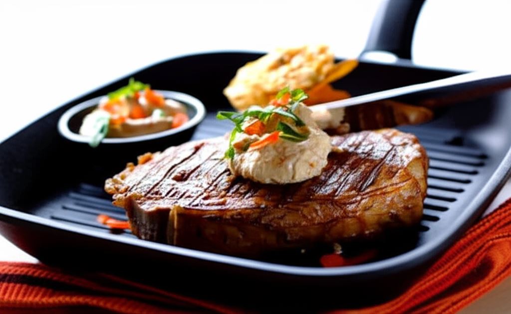 Stek wołowy z dipem serowo-ziołowym