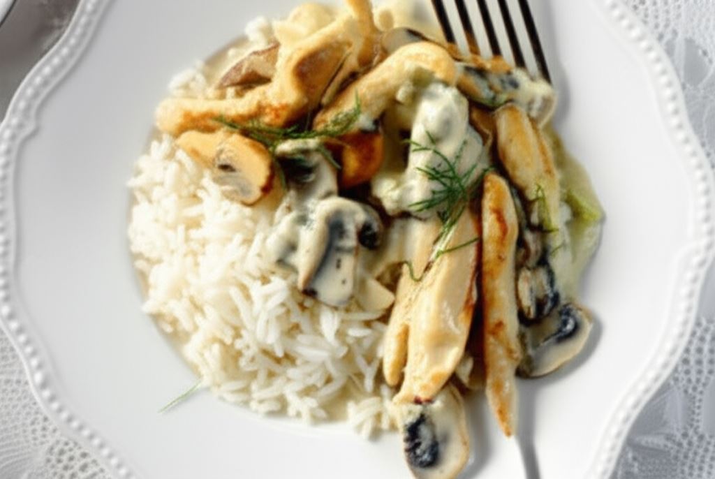 Stroganoff z kurczaka z porami