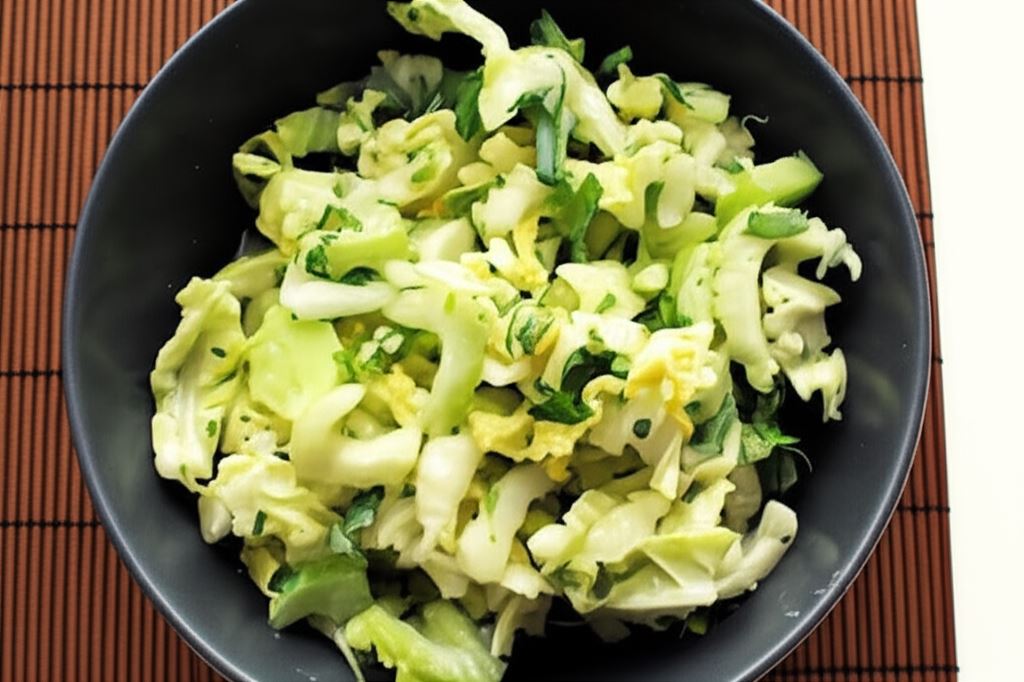 Surówka z białej kapusty z sosem czosnkowym