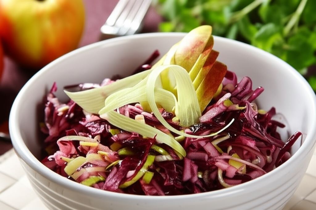 Surówka z czerwonej kapusty z porem