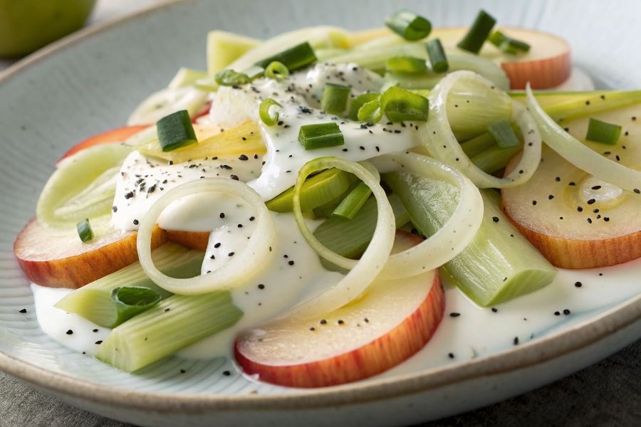 Surówka z porów i jabłek z jogurtem