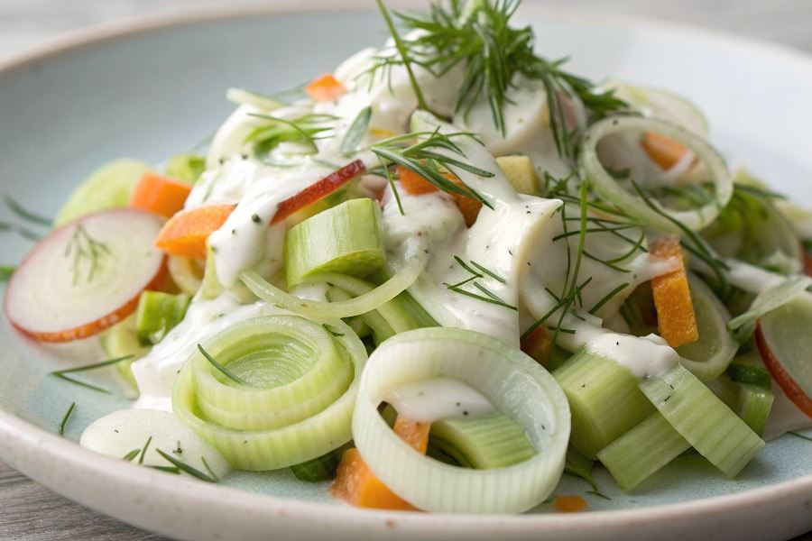 Surówka z porów ze śmietaną