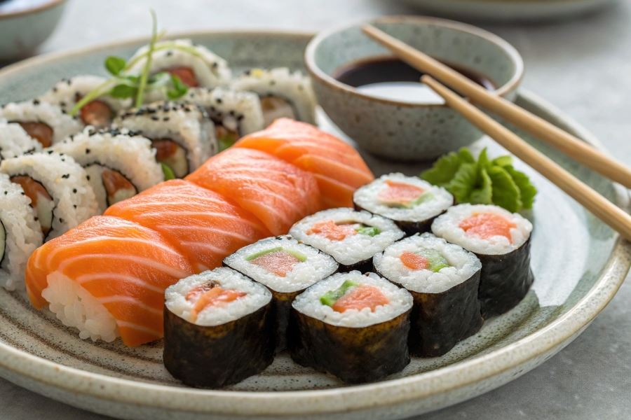 Sushi z łososiem i tuńczykiem