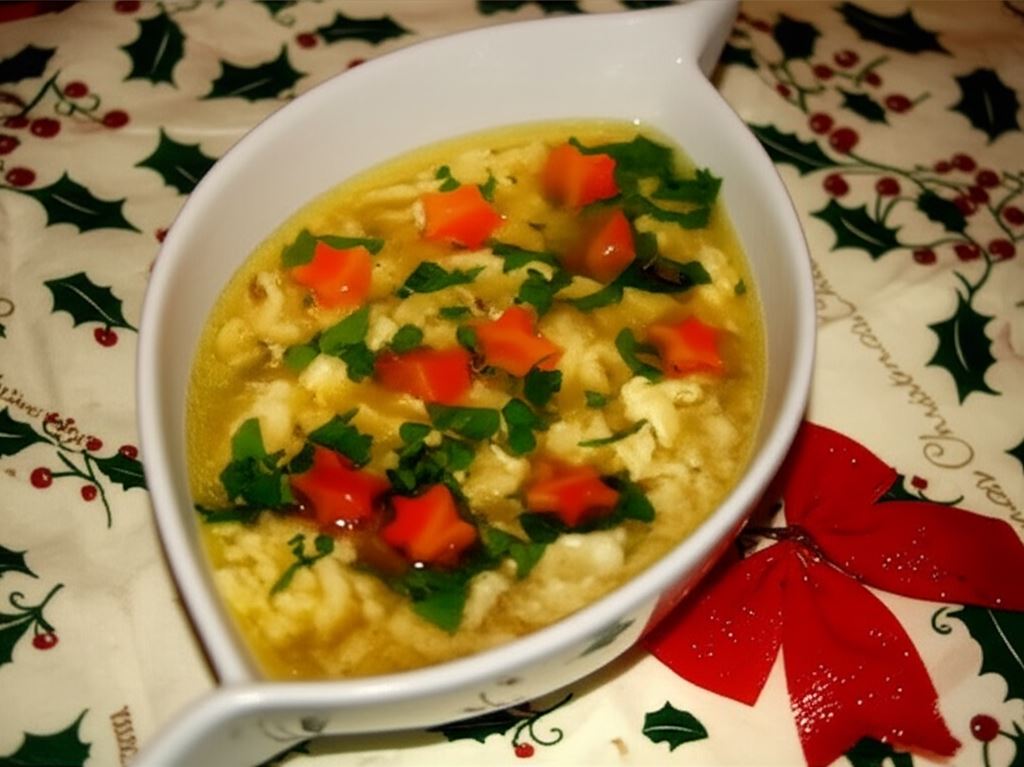 Świąteczny rosół z lanymi kluskami