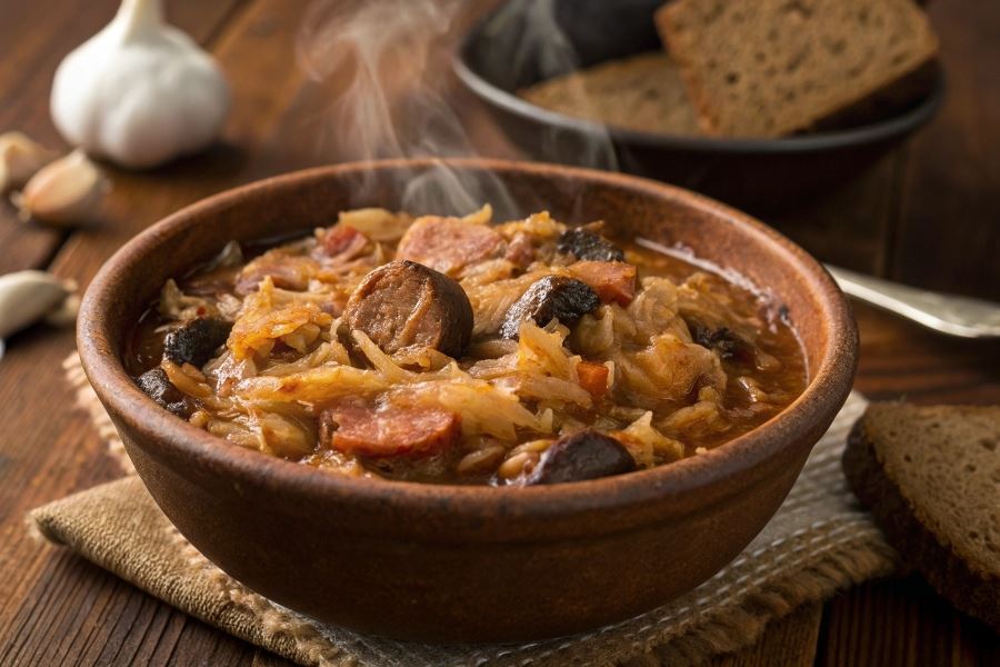 Swojski bigos z kapustą i grzybami