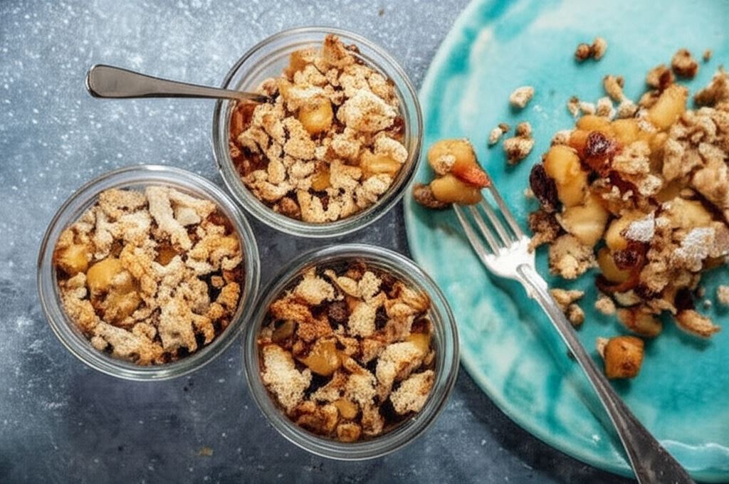 Szarlotka w słoiku z płatkami górskimi