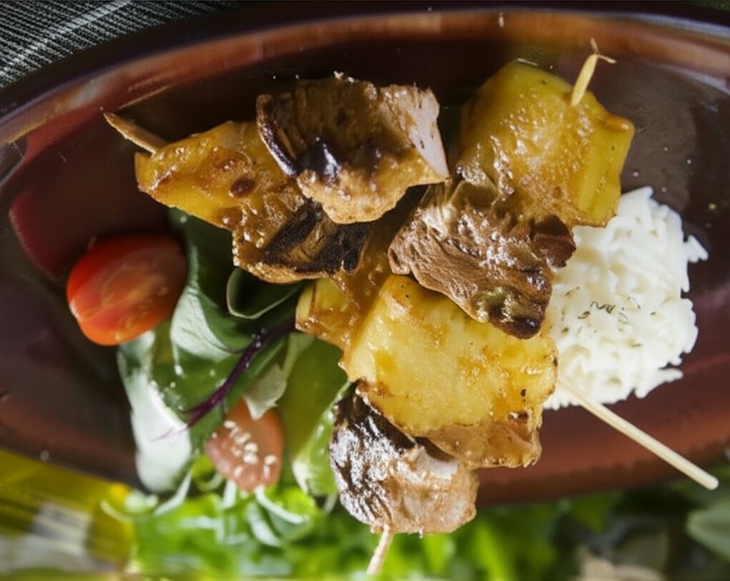 Szaszłyk wieprzowy z ananasem