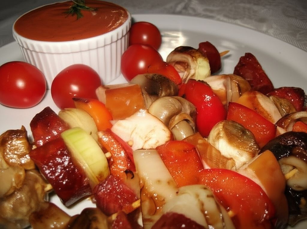 Szaszłyki z chorizo i wędzonym kurczakiem