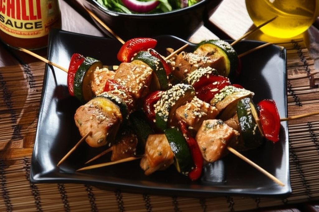 Szaszłyki z grilla z orientalnym tuńczykiem