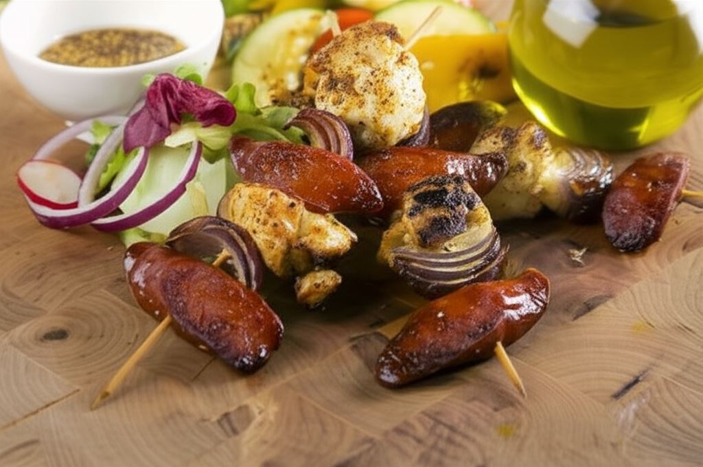 Szaszłyki z indyka z chorizo