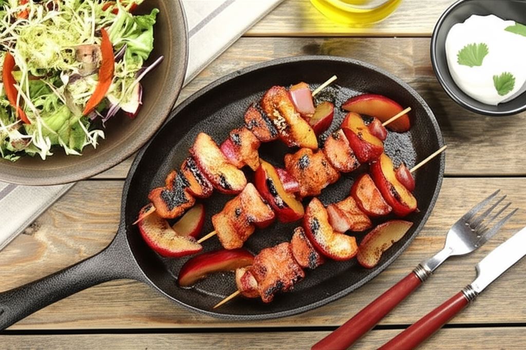 Szaszłyki z kiełbasy i boczku