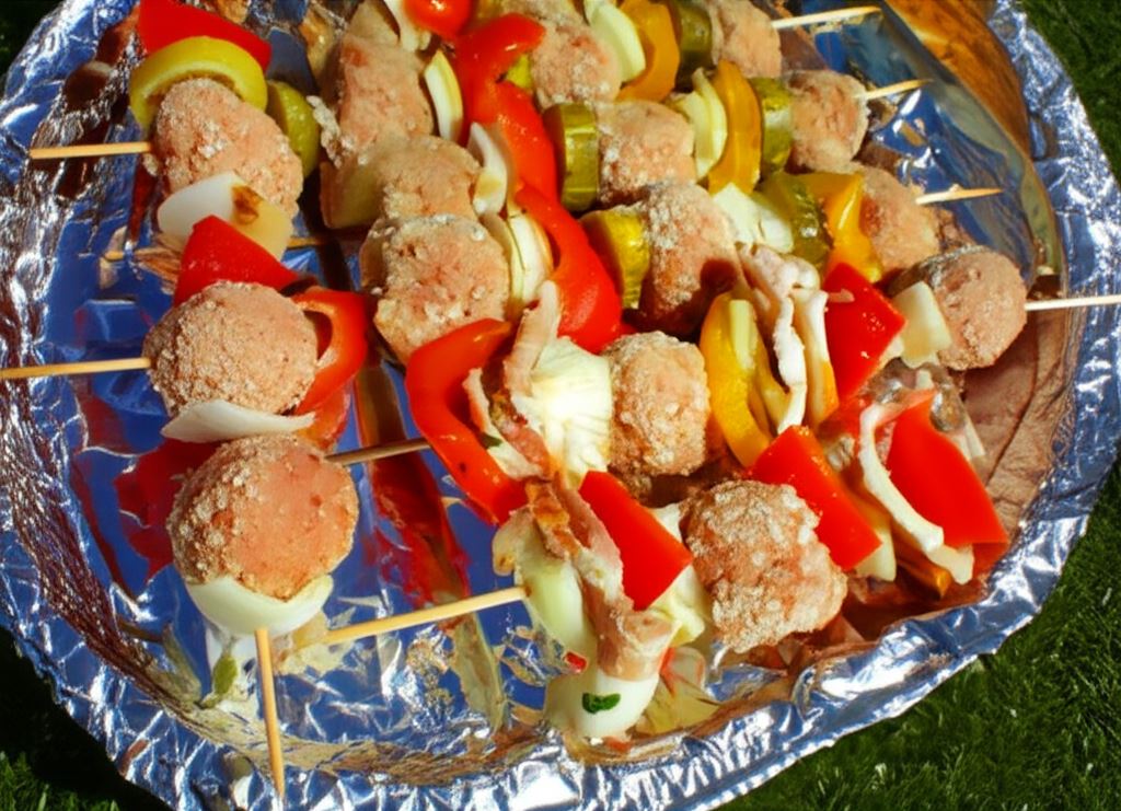 Szaszłyki z kuleczkami mięsnymi