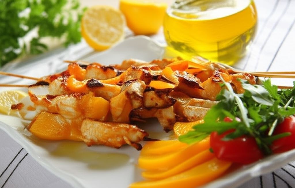 Szaszłyki z kurczaka i brzoskwiń