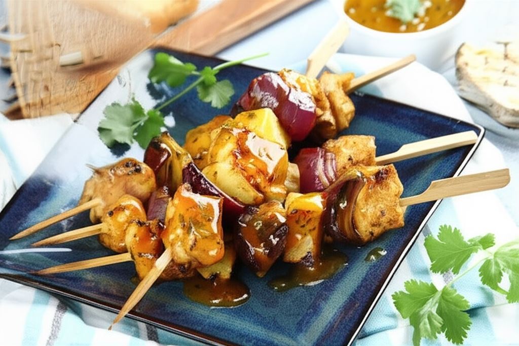 Szaszłyki z kurczaka z ananasem