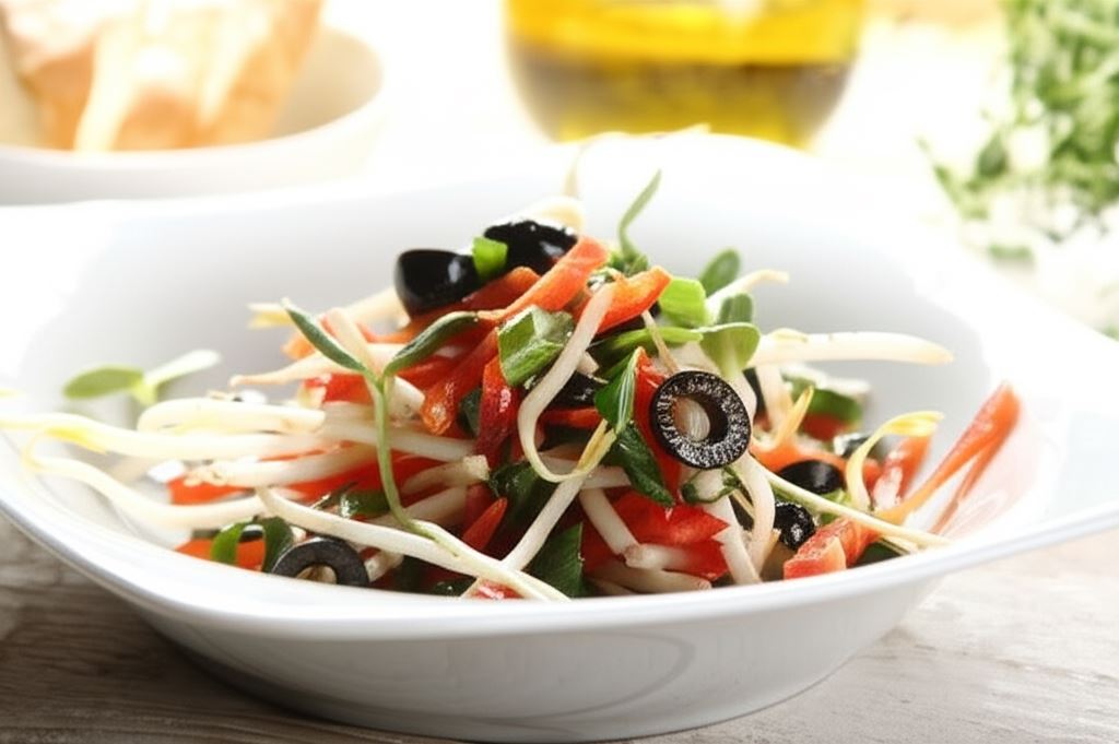 Szybka sałatka z kiełków fasoli z papryką