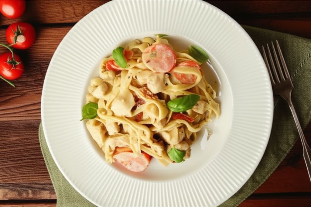 Szybkie tagliatelle z kurczakiem i pomidorkami cherry