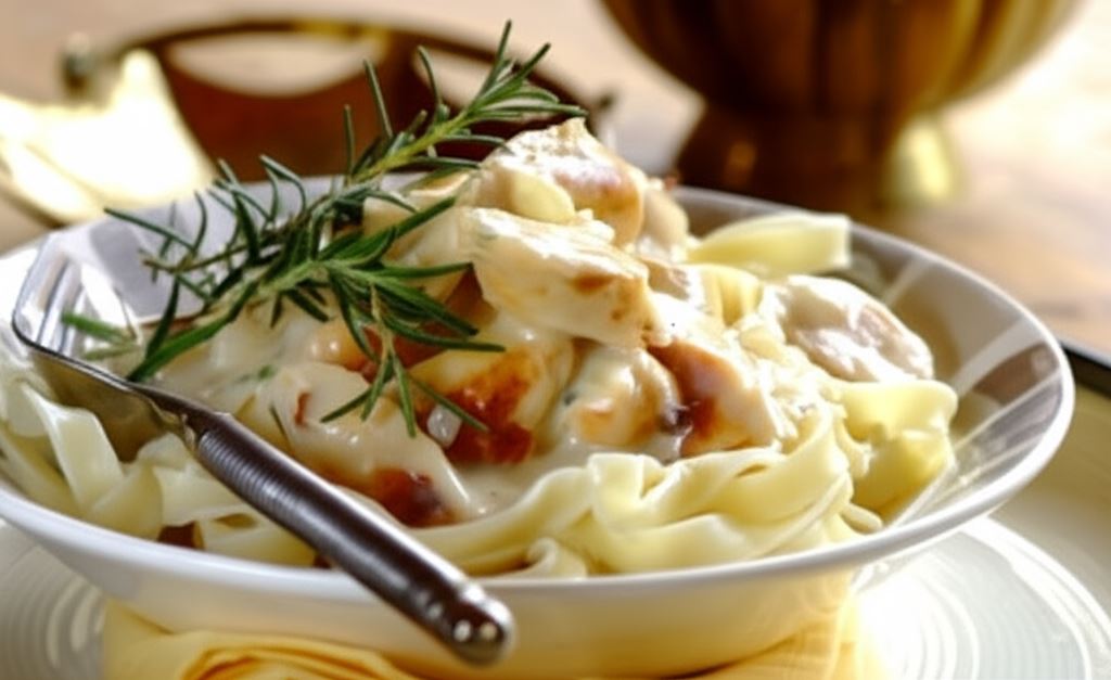 Tagliatelle Carbonara z soczystym kurczakiem