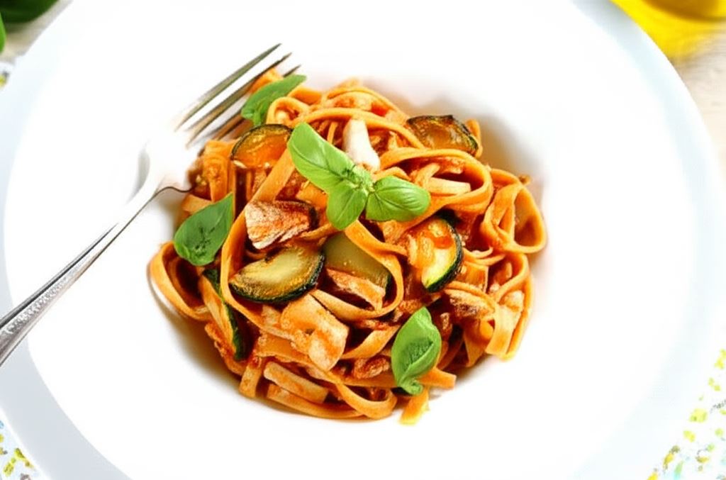 Tagliatelle z tuńczykiem i cukinią