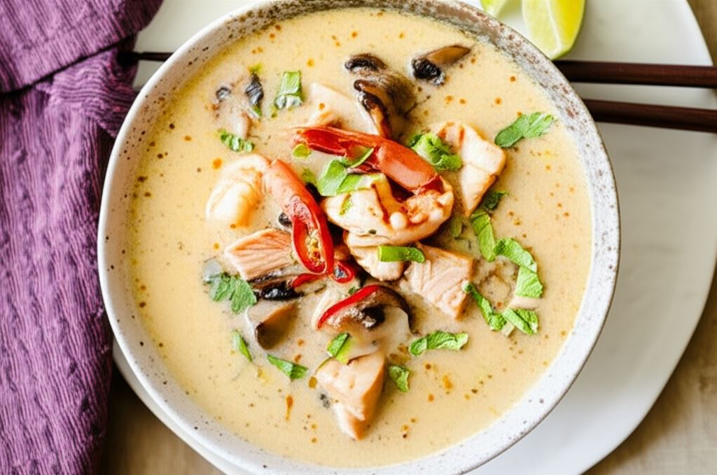 Tajska zupa z owocami morza