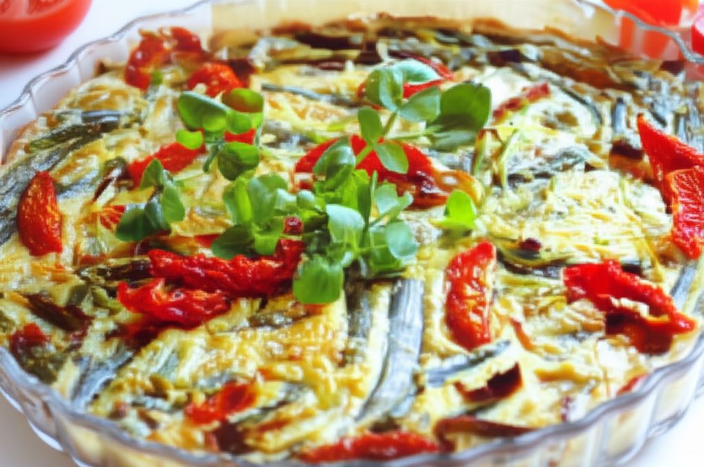 Tarta z porem i szparagami