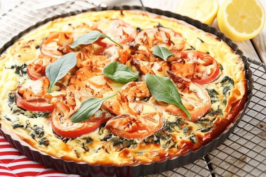 Tarta ze szpinakiem i łososiem