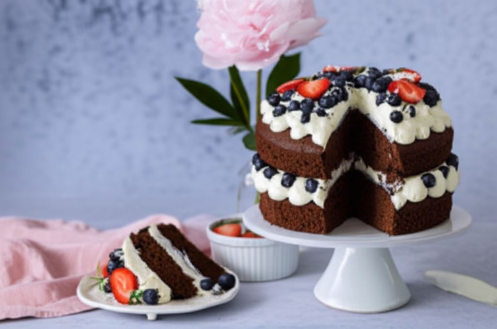 Tort czekoladowy z kremem z białej czekolady