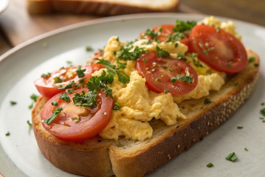 Tosty z pomidorem i jajecznicą