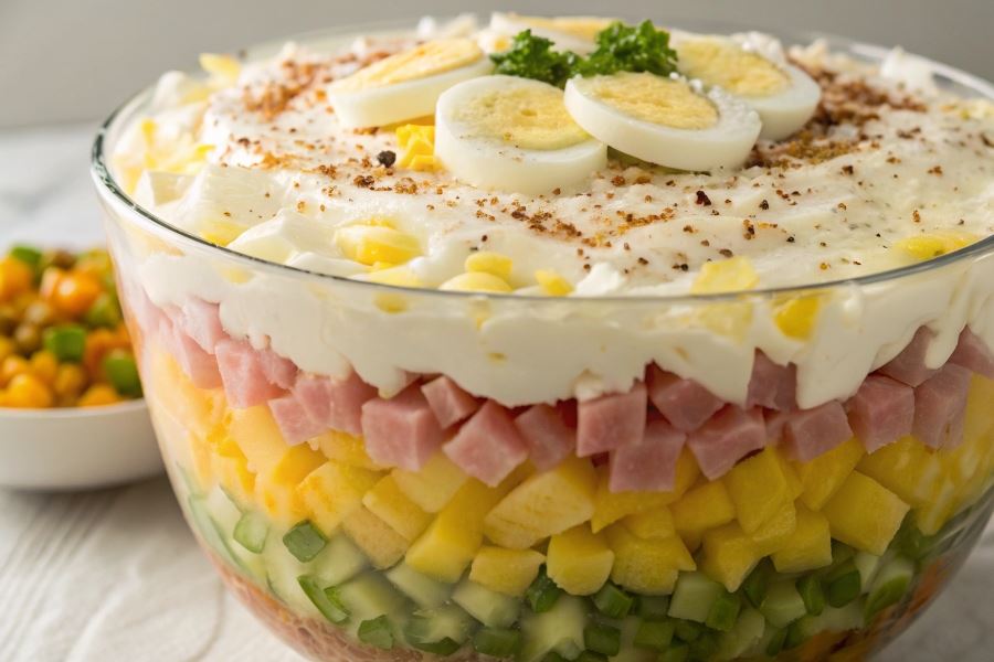 Warstwowa sałatka z ananasem