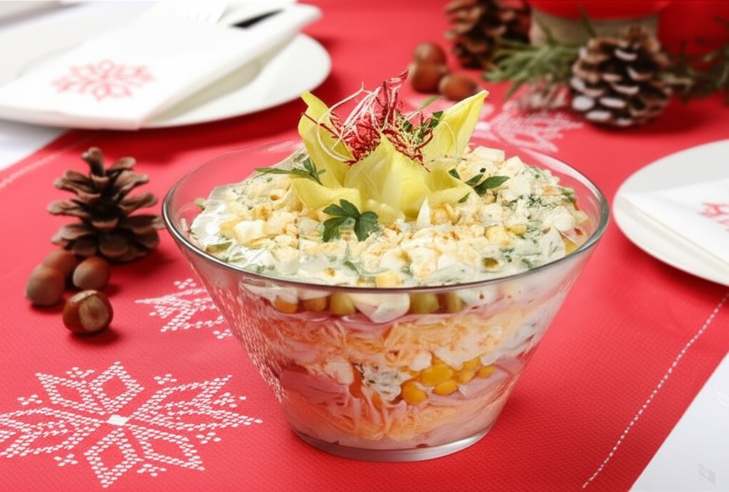 Warstwowa sałatka z selerem konserwowym