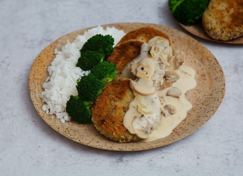 Warzywne kotlety w pieczarkowym sosie
