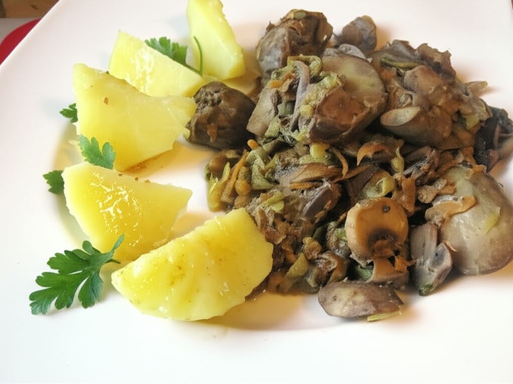 Wątróbka drobiowa z warzywnymi dodatkami