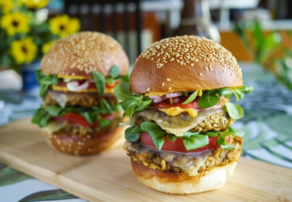 Wege burgery z fasoli z sosem chili pumpkin mayo