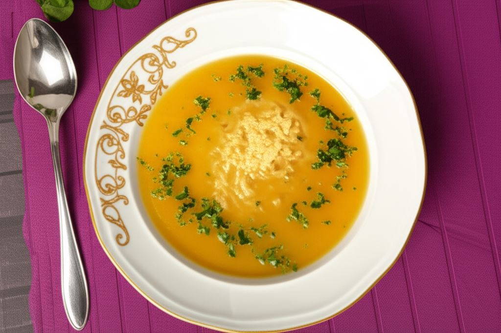 Wegetariański rosół z lanymi kluskami