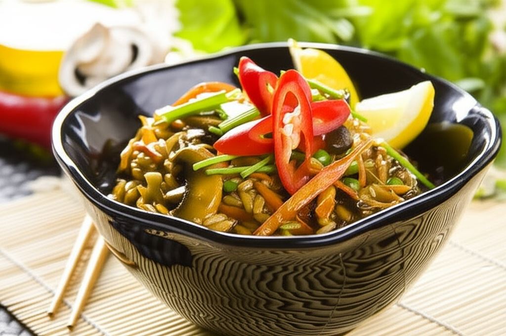 Wegetariański ryż z grzybami