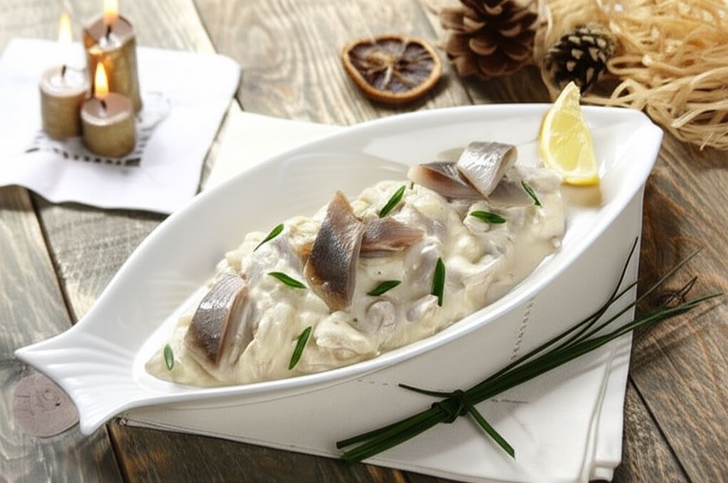 Wigilijne śledzie w śmietanie z majonezem