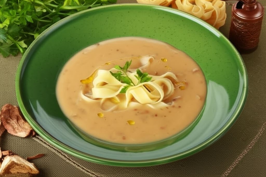 Winny krem z borowików z makaronem