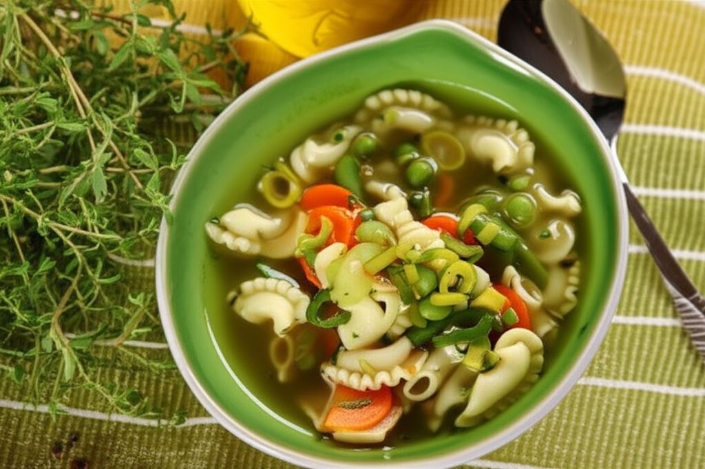 Wiosenny bulion z młodymi warzywami