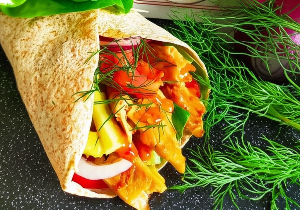 Wrap z roślinnym kurczakiem