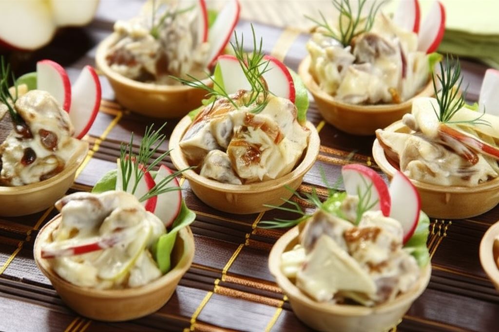 Wytrawne babeczki z sałatką z kurczakiem