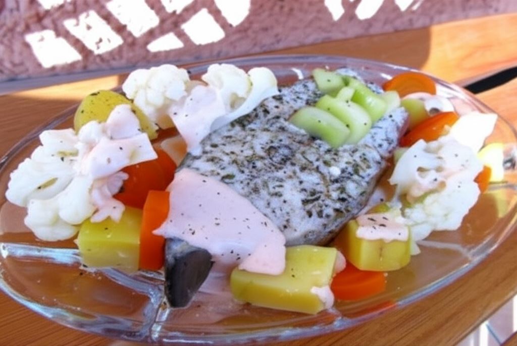 Zagadkowy łosoś na parze z warzywami