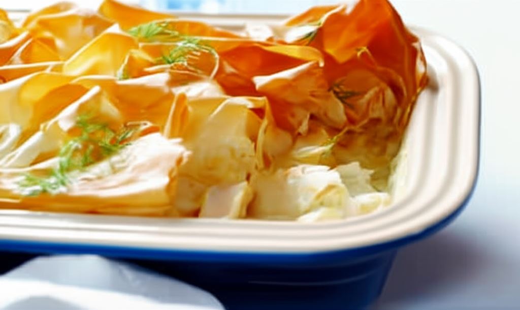 Zapiekana kremowa ryba z ciastem filo