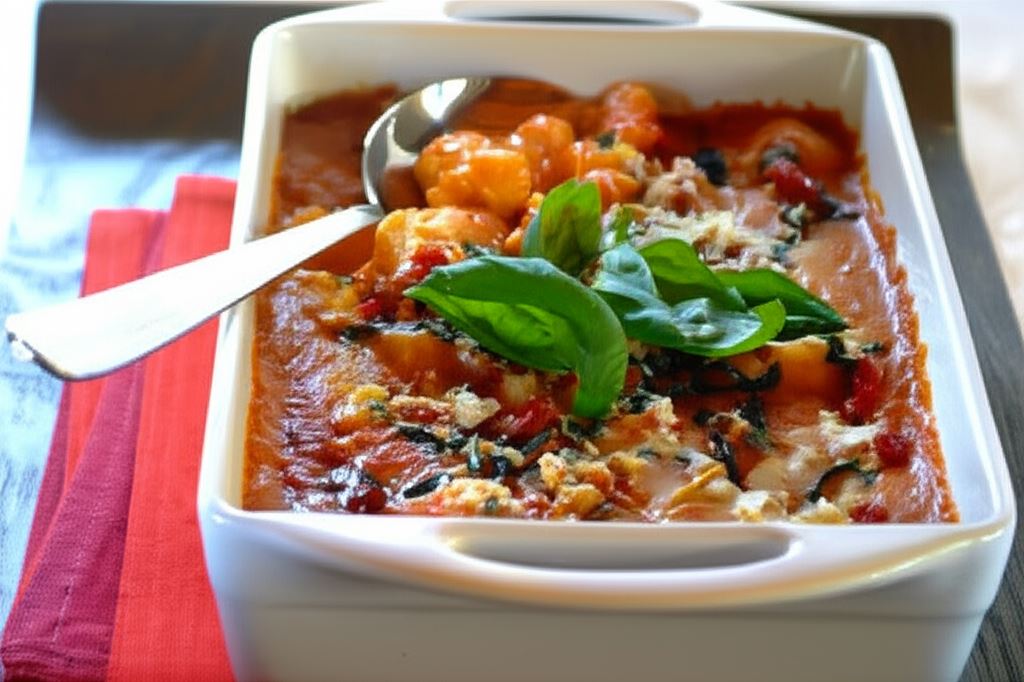 Zapiekane gnocchi w sosie napoli z bazylią