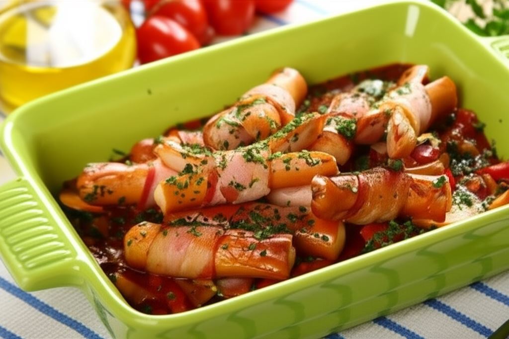 Zapiekane parówki w sosie pomidorowym