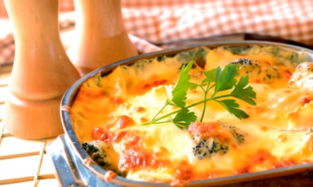 Zapiekane ravioli w kremowym sosie serowym