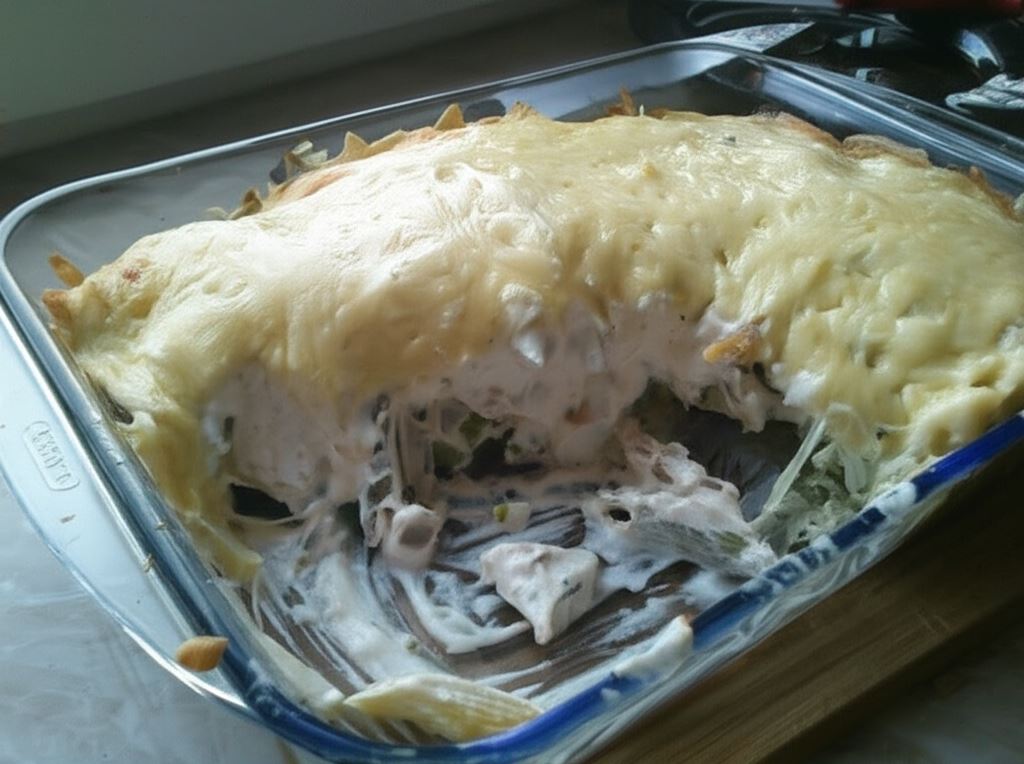 Zapiekanka brokulowa w sosie czosnkowym